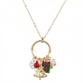Lux Accessories Goldtone Christmas X-Mas Cluster Charms Long Pendant Necklace - CG12LQ59HSF