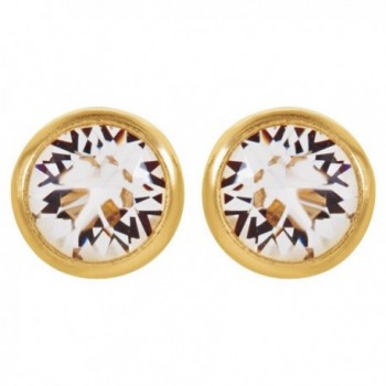 Crystal Bezel Piercing Earrings Yellow