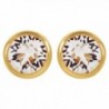 Crystal Bezel Piercing Earrings Yellow