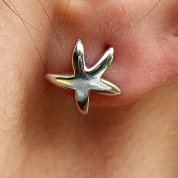 Sterling Silver Starfish Earrings Inches in Women's Stud Earrings