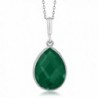 6.50 Ct Green Onyx 16X12MM Pear Shape 925 Sterling Silver Pendant With 18 Inch Chain - CZ11JTBSD8T