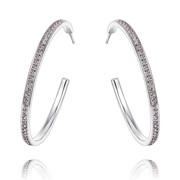 Blue Pearls - Pink Swarovski Crystal Elements Large Hoop Earrings CRY B353 W - C61199BD541