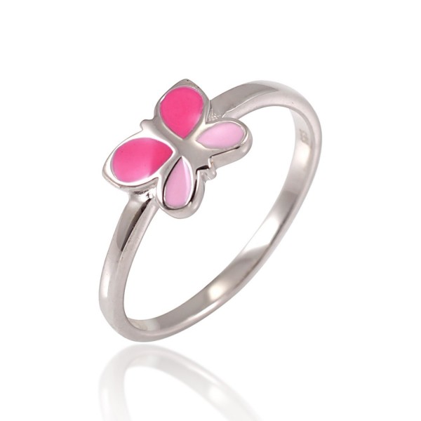 925 Sterling Silver Fuchsia Pink Enamel Little Butterfly Ring Children Jewelry Size 4- 5- 6 - CZ1267RMUZT