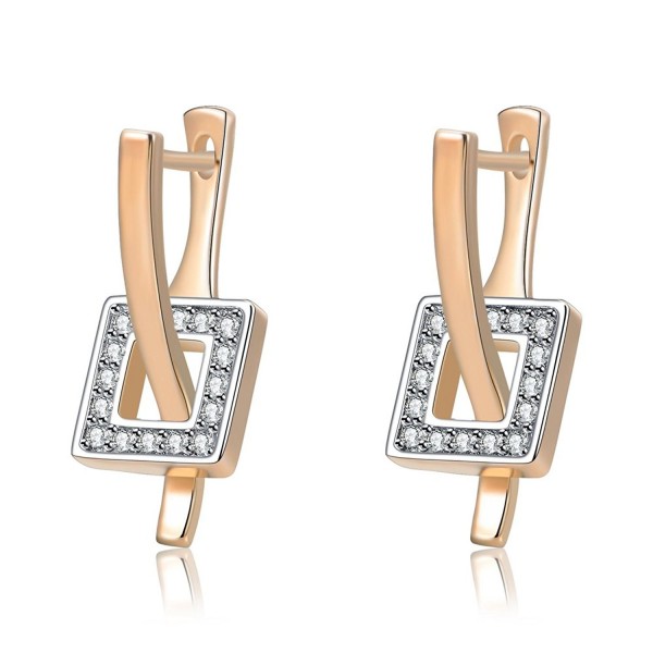 Mytys Crystal Square Dangle Stud Rose Gold Special Earrings for Women - CU17YED2W4O