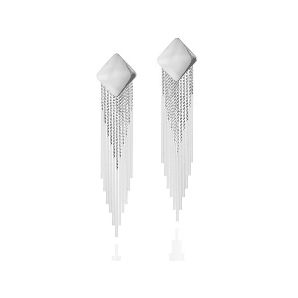 Sparkle Flake Super Long Tassel Drop Lightweight Women's Dangle Earrings by Dokreil - Silver - CJ186YLTIC2