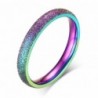 Stainless Steel 3mm Sand Blast Finish Rainbow Classic Dome Ring for Women - C0182DOW74Q