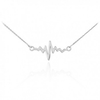 925 Sterling Silver Lifeline Pulse Pendant Heartbeat Necklace - CB11IY6UX2T