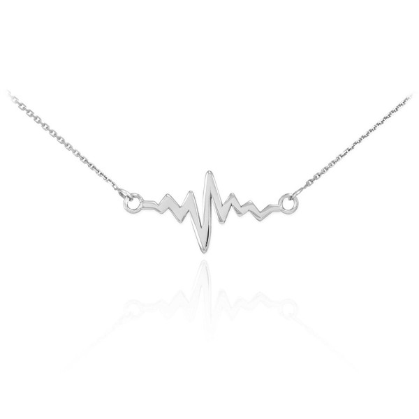 925 Sterling Silver Lifeline Pulse Pendant Heartbeat Necklace - CB11IY6UX2T