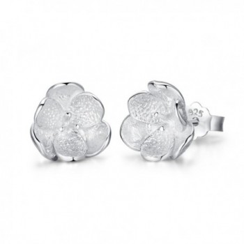 Precious Time Jewelry Jasmine Flower 925 Sterling Silver Stud Earrings for Women - White - C912HURUIYZ