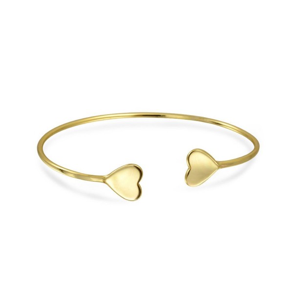 Bling Jewelry Gold Plated Thin Stackable Heart Bangle Bracelet 925 Silver - C711VOILIP5