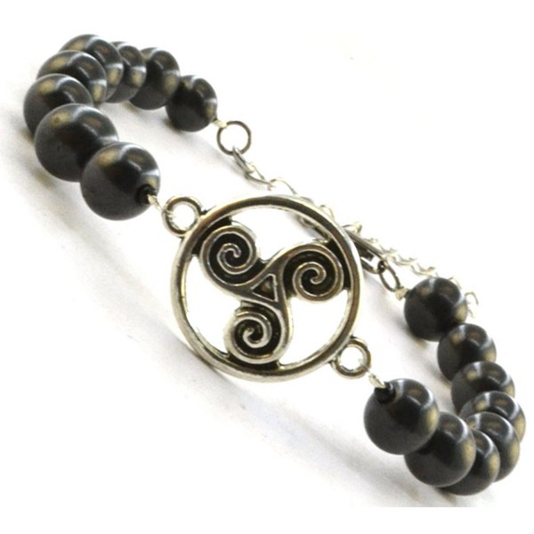 Shungite Bracelet with Vintage Connectors - "Celtic Double Spirals 6 - 6.75""" - CR12NG6HUUS