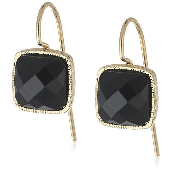 1928 Jewelry Gold-Tone Square Petite Drop Earrings - Black - CH12IDQM2CN