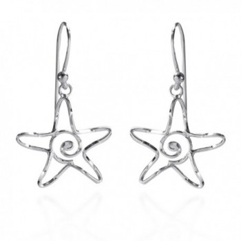 Abstract Swirl Maze Star .925 Sterling Silver Dangle Earrings - C411R52R097