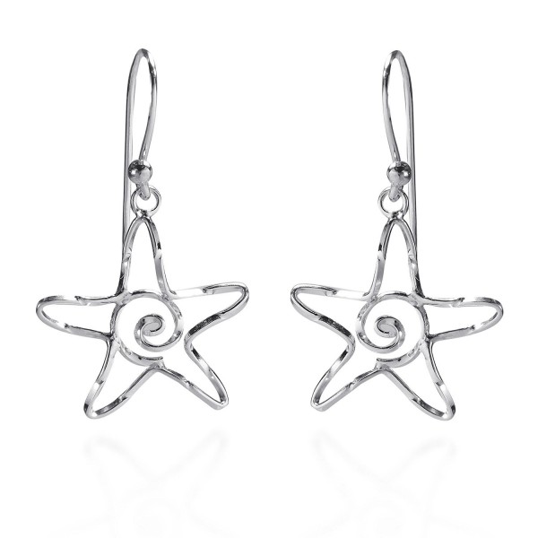 Abstract Swirl Maze Star .925 Sterling Silver Dangle Earrings - C411R52R097