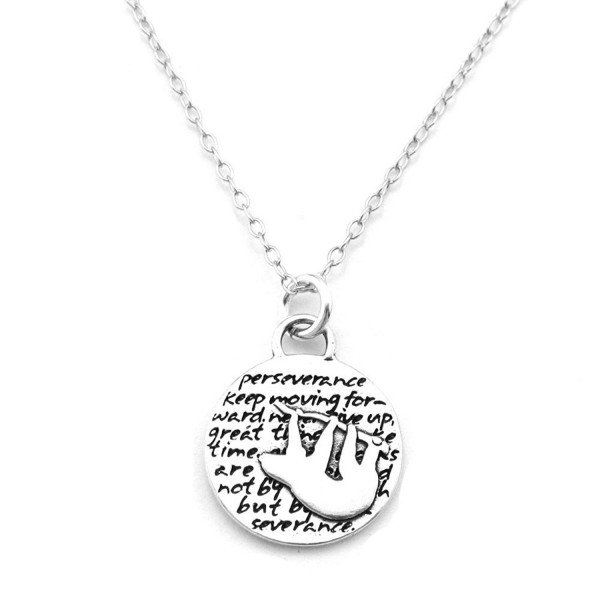 Kevin N Anna Sloth (Perseverance quote) Sterling Silver Small Pendant Necklace- 18" - CV126XZVPEH