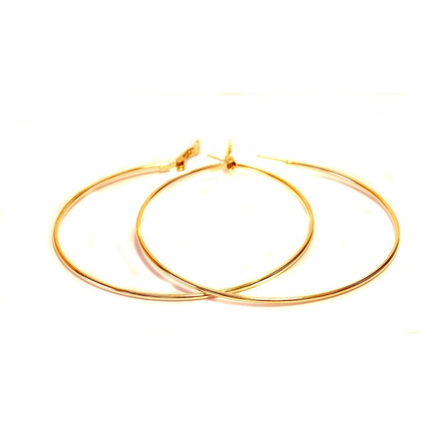 Large Hoop Earrings 3 Inch Hoop Earrings Gold Tone Hoop Earrings Simple Thin Hoops - C41242IWM8F