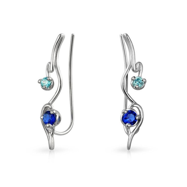 Bling Jewelry .925 Sterling Silver Modern Ear Pins Simulated Sapphire CZ - CD11UF0BYJ3