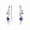 Bling Jewelry .925 Sterling Silver Modern Ear Pins Simulated Sapphire CZ - CD11UF0BYJ3