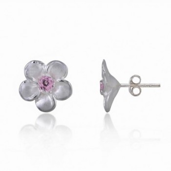 Sterling Plumeria Hawaiian Zirconia Earrings