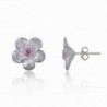 Sterling Plumeria Hawaiian Zirconia Earrings