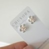 Sterling Plumeria Hawaiian Zirconia Earrings in Women's Stud Earrings