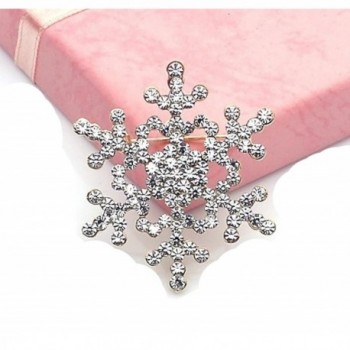 BESSKY Crystal Rhinestone Large Snowflake Winter Snow Brooch Pin - CQ1296U9O4T