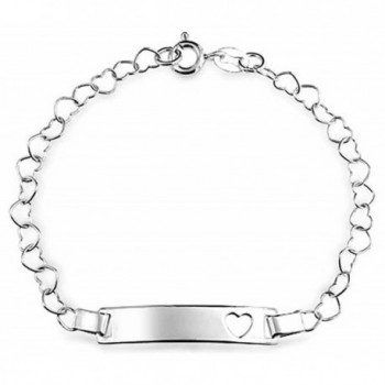 Bling Jewelry Sterling Silver Open Heart Chain Baby ID Bracelet 6in - CS11F8WGB4B