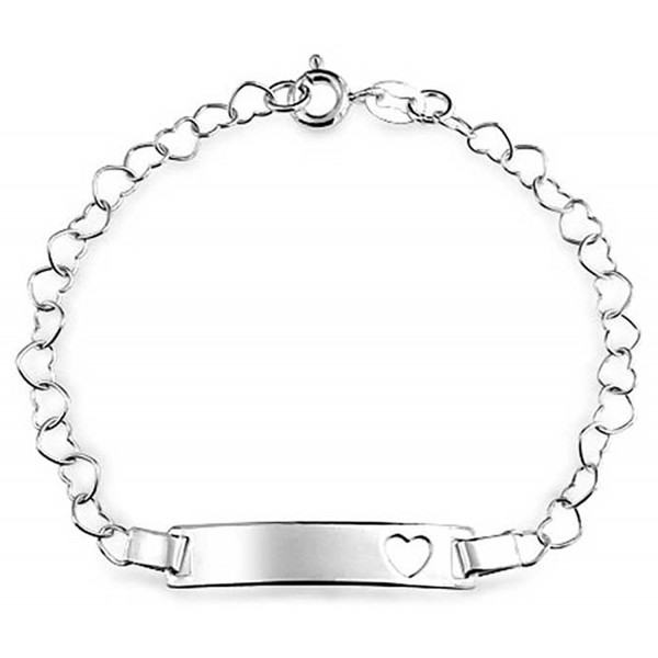 Bling Jewelry Sterling Silver Open Heart Chain Baby ID Bracelet 6in - CS11F8WGB4B