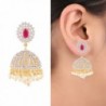 Swasti Jewels CZ Fashion Jewelry Indian Ethnic Pearls Jhumka Earrings for Women Pink - CP120FDUKUD