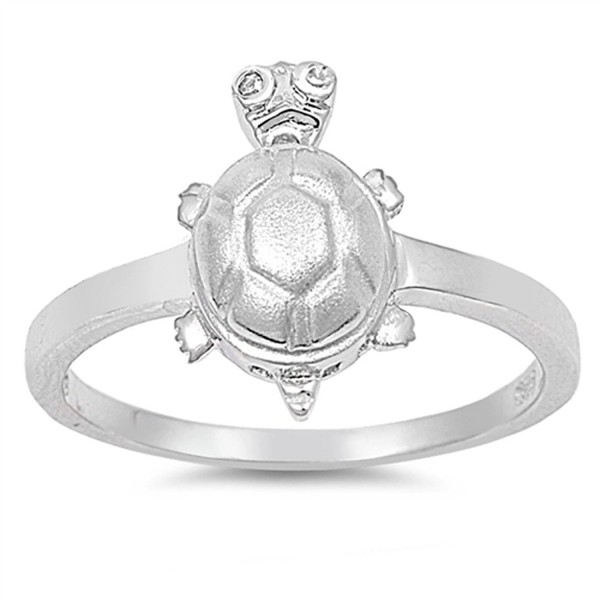 White CZ Turtle Hawaiian Animal Ring New .925 Sterling Silver Band Sizes 4-9 - CW187YA303D