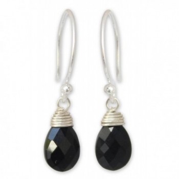 NOVICA Black Spinel .925 Sterling Silver Dangle Earrings 'Glowing Exotic' - CR112LTEPH9