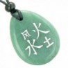 Lucky Life Kanji Elements Air Fire Water Earth Green Quartz Pendant Necklace - C41155OH9B1