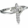 Cubic Zirconia Cross Ring Sterling Silver (Color Options- Sizes 3-15) - Clear CZ - CQ11E0GTHYH