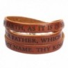 Lord's Prayer Designer Leather Wrap Bracelet - Brown - CA12F3S1D33