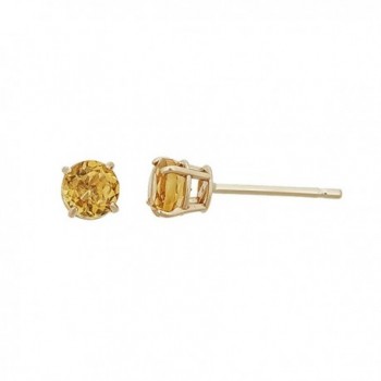 14K Gold Yellow 4MM Basket Set Genuine Stud Earrings - Citrine - C7187IXRYT7