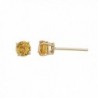 14K Gold Yellow 4MM Basket Set Genuine Stud Earrings - Citrine - C7187IXRYT7