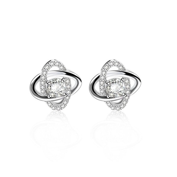 CRARINE Women's 925 sterling silver White Gold GP Crystal AAA Zircon Earrings for girl&lsquos.white gold.' - CE188YU2689