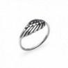 Sterling Silver Angel Wing Ring - Round Comfort Fit Friendship Promise Band Sizes 5 to 12 - C8182E7YKTZ