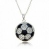 Soccer Ball Necklace Silvertone with Black Enamel and Crystals by PammyJ- 18" - C2116E8IMQN