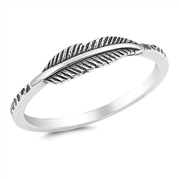 Oxidized Leaf Fashion Feather Ring New .925 Sterling Silver Band Size 3-12 - C512ELW7011