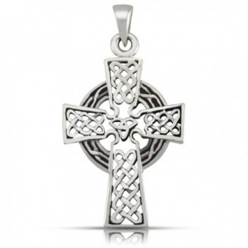 WithLoveSilver 925 Sterling Silver Oxidized Celtic Cross Pendant - CE11J3Y63C5