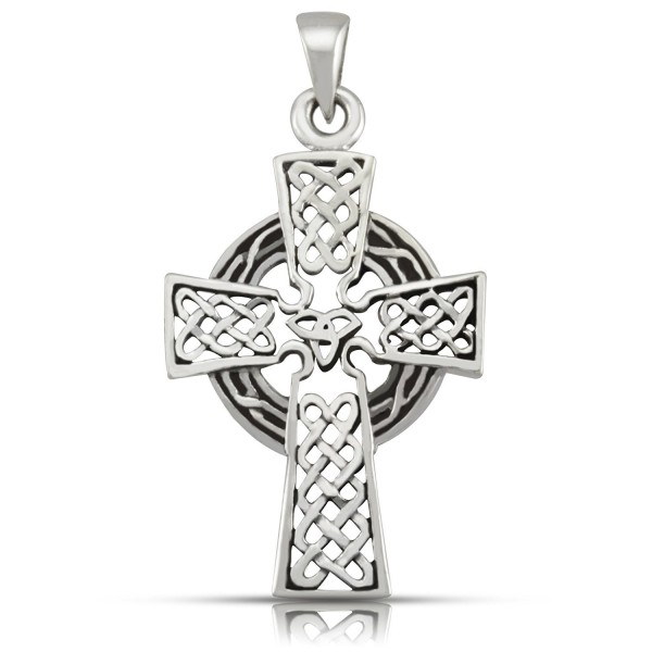 WithLoveSilver 925 Sterling Silver Oxidized Celtic Cross Pendant - CE11J3Y63C5