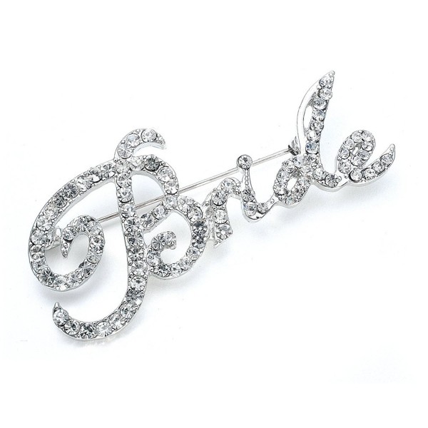 Mariell Crystal Rhinestone "Bride" Brooch Pin in Script Lettering - Bachelorette & Bridal Shower Gift! - C311ZRCRX7B