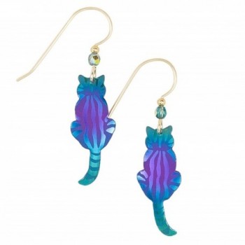 Holly Yashi Sitting Kitty Earrings- Hypoallergenic Jewelry- Made in California - Purple/Turquoise Niobium - C5183N9W2XR