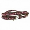 LUOS 26" Color Gemstones on geniune leather wrap bracelet- 3 wraps- 4mm/bead - CX11SEB7FOD