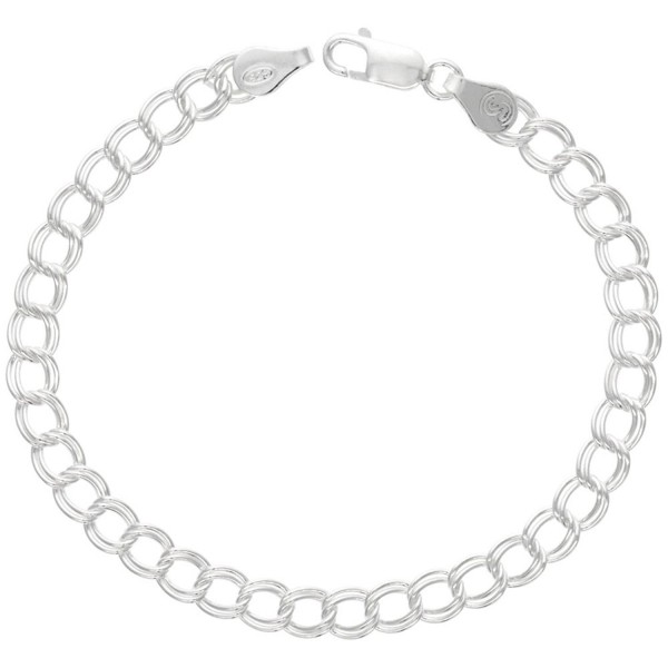 Sterling Silver Anklet Double Curb Charm Link 5.3mm Nickel Free Italy- 9.5 inch - CT11LKPFNWV