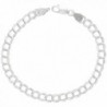 Sterling Silver Anklet Double Curb Charm Link 5.3mm Nickel Free Italy- 9.5 inch - CT11LKPFNWV