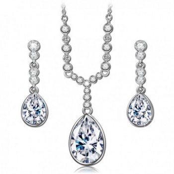 QIANSE "Angle Tear" Necklace and Earrings Jewelry Set Made with Swarovski Crystals - Elegant and Charming! - CO1289ZGEOP