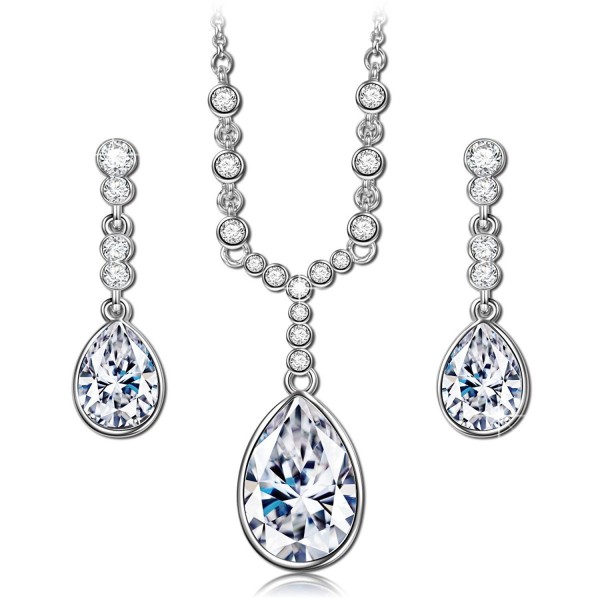 QIANSE "Angle Tear" Necklace and Earrings Jewelry Set Made with Swarovski Crystals - Elegant and Charming! - CO1289ZGEOP