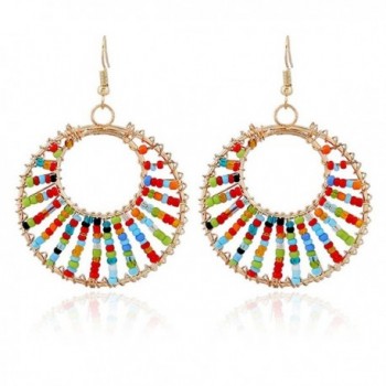 RareLove Bohemian Fashion Circle Beaded Chandelier Earrings Colorful - Colorful - CB184SHQUWT